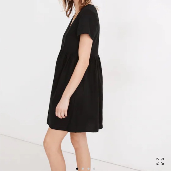 Like new Madewell black linen blend ‘Alexandra’ button down V neck pocket dress - Picture 2 of 5